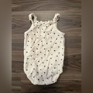 Willow + Whimsy Cream Baby Onesie with Black Dots size 12M